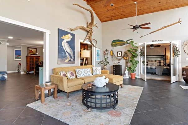 Interior, Living room, Recessed Lighting, Wooden Ceilings
