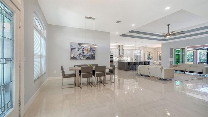 Dining room, Interior, Kitchen, Living room, Pendant Lights, Recessed Lighting