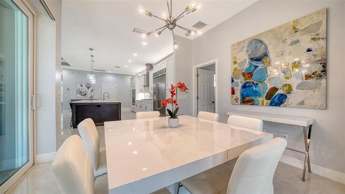 Dining room, Interior, Kitchen, Pendant Lights, Recessed Lighting