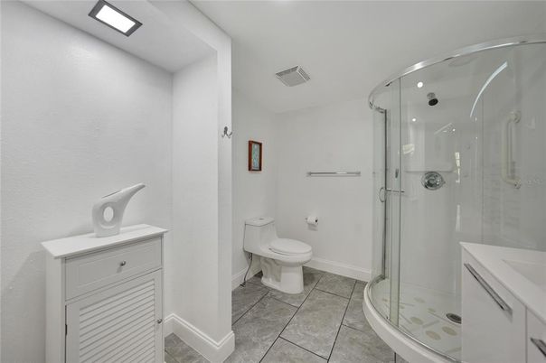 Bathroom, Glass Shower, Interior, Recessed Lighting