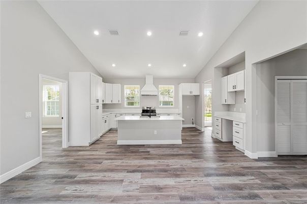 Interior, Kitchen, Recessed Lighting, Wood Texture Flooring