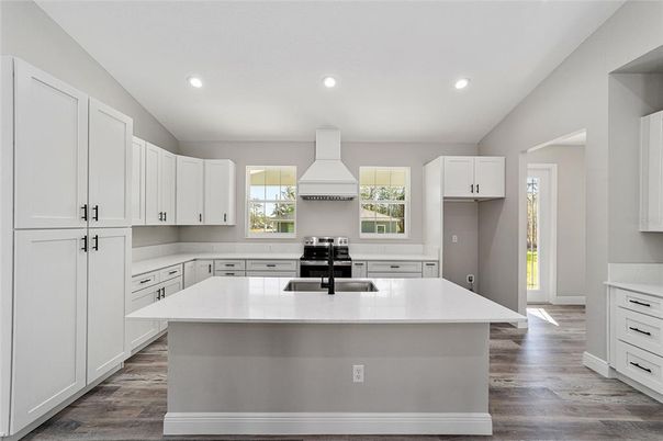 Interior, Kitchen, Recessed Lighting, Wood Texture Flooring