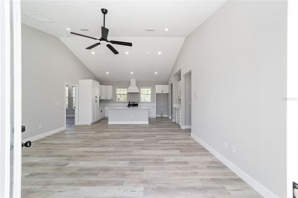 Interior, Kitchen, Recessed Lighting, Wood Texture Flooring