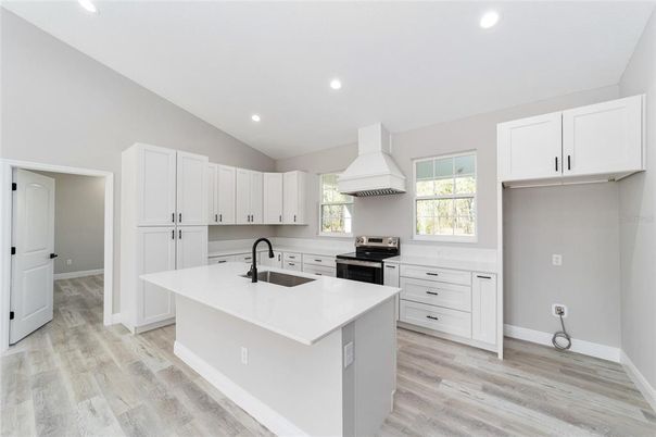 Interior, Kitchen, Recessed Lighting, Wood Texture Flooring