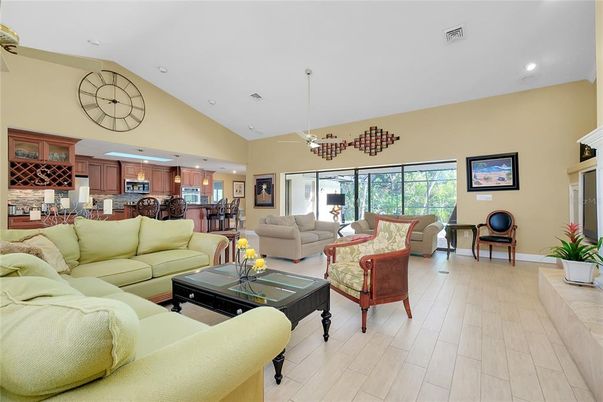 Interior, Kitchen, Living room, Pendant Lights, Recessed Lighting, Stainless Steel Appliances, Wood Texture Flooring
