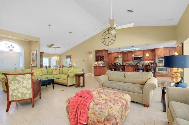 Interior, Kitchen, Living room, Pendant Lights, Recessed Lighting, Stainless Steel Appliances, Wood Texture Flooring