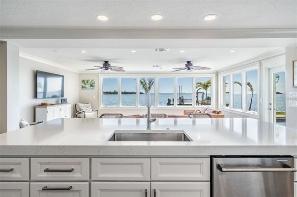 Interior, Kitchen, Recessed Lighting, Stainless Steel Appliances, Water
