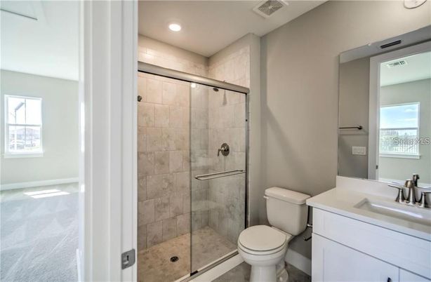 Bathroom, Glass Shower, Interior, Recessed Lighting