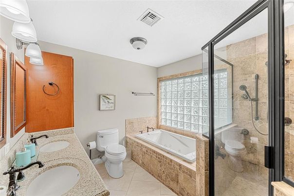Bathroom, Dual Sink Vanities, Glass Shower, Interior