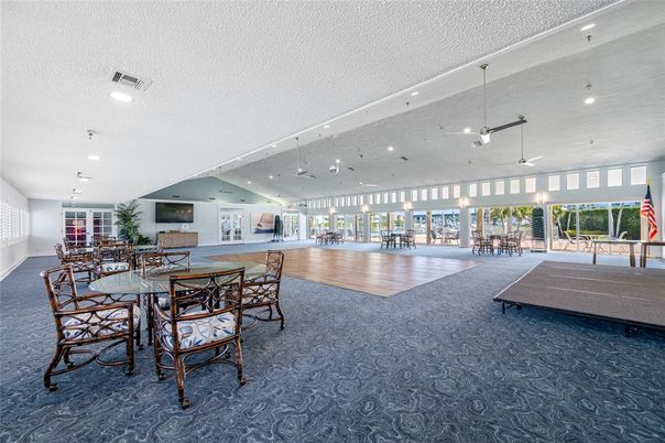 Dining room, Interior, Pendant Lights, Recessed Lighting, Wood Texture Flooring