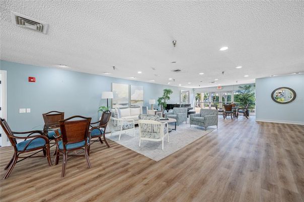 Dining room, Interior, Living room, Pendant Lights, Recessed Lighting, Wood Texture Flooring