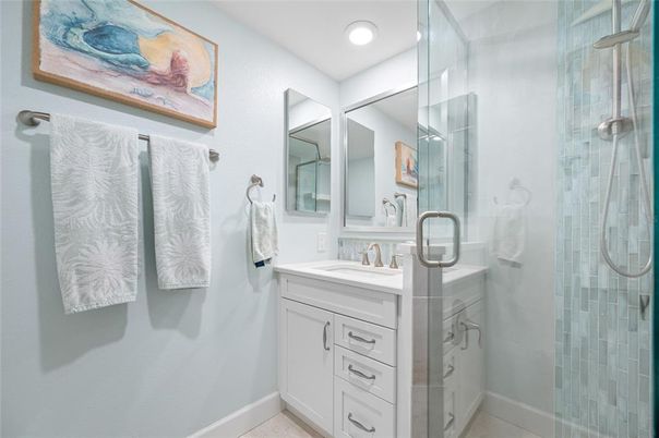 Bathroom, Glass Shower, Interior, Recessed Lighting