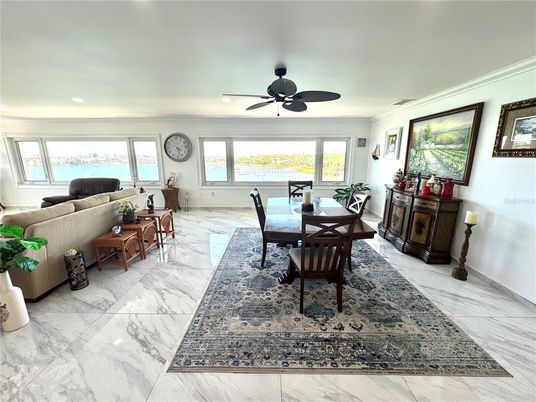 Dining room, Interior, Living room, Marble, Recessed Lighting, Water