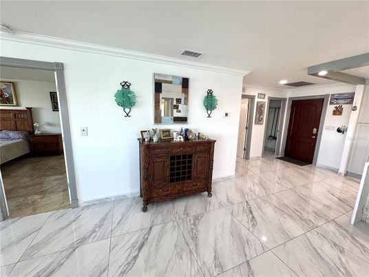 Bedroom, Interior, Marble, Recessed Lighting