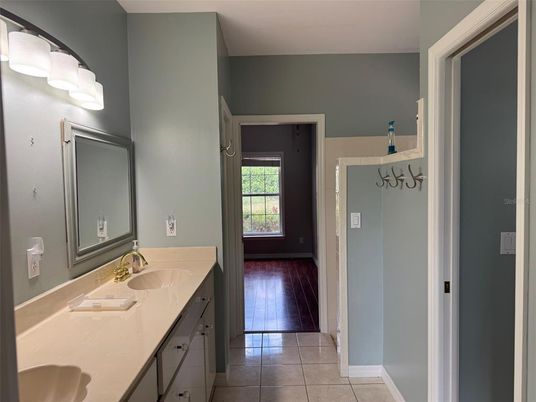 Bathroom, Dual Sink Vanities, Interior, Wood Texture Flooring