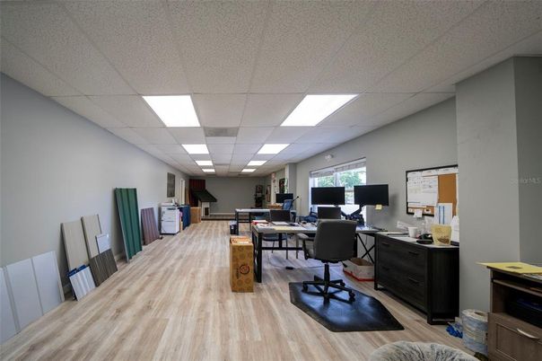 Home Office, Interior, Recessed Lighting, Wood Texture Flooring