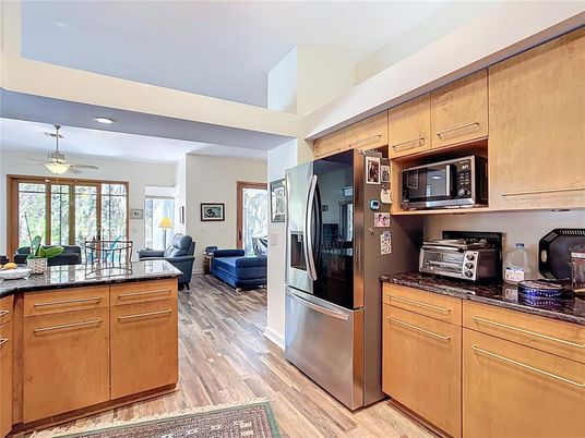 Interior, Kitchen, Living room, Recessed Lighting, Wood Texture Flooring