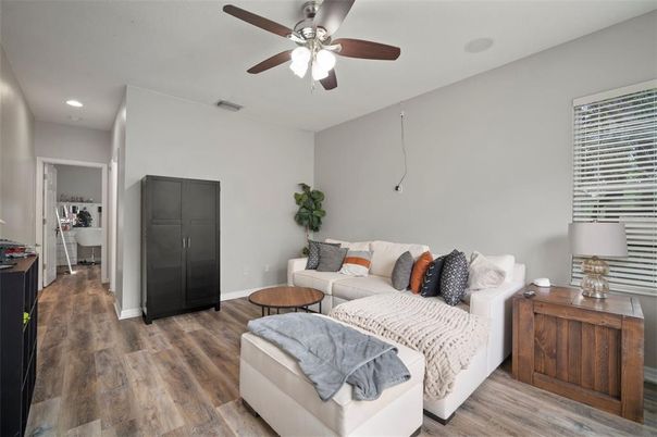 Interior, Living room, Recessed Lighting, Wood Texture Flooring