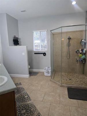 Bathroom, Glass Shower, Interior, Recessed Lighting