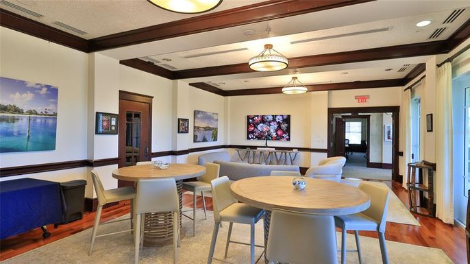 Dining room, Interior, Recessed Lighting, Wooden Beams, Wood Texture Flooring