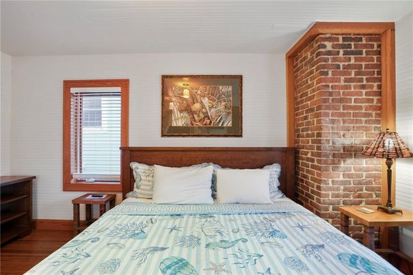 Bedroom, Interior, Stone Walls, Wood Texture Flooring