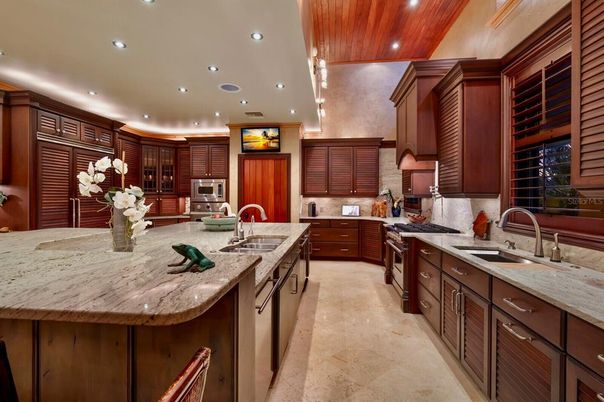 Interior, Kitchen, Recessed Lighting, Stainless Steel Appliances, Wooden Ceilings
