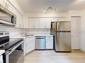 Interior, Kitchen, Stainless Steel Appliances, Wood Texture Flooring