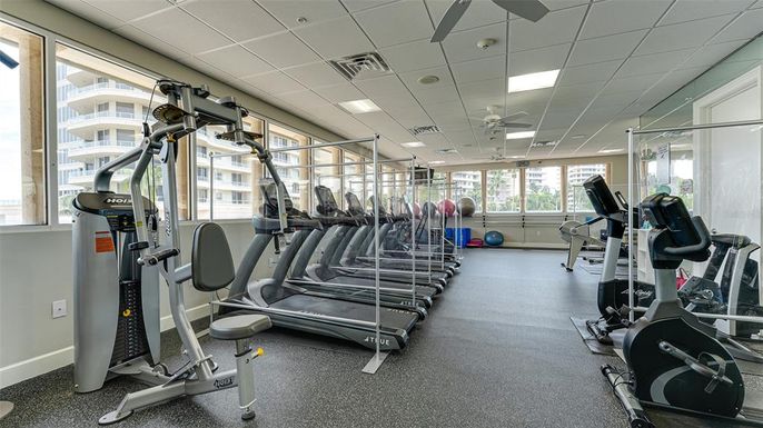 Fitness Equipment, Gym, Interior, Recessed Lighting