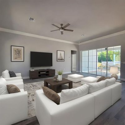 Interior, Living room, Recessed Lighting, Wood Texture Flooring
