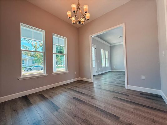 Chandelier, Empty room, Interior, Wood Texture Flooring