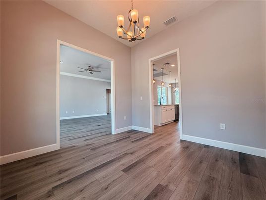 Chandelier, Empty room, Interior, Wood Texture Flooring