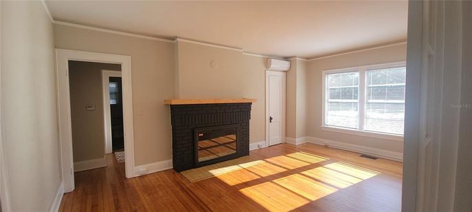 Empty room, Fireplace, Interior, Wood Texture Flooring