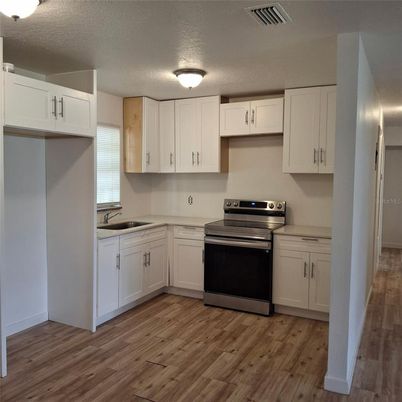 Interior, Kitchen, Stainless Steel Appliances, Wood Texture Flooring