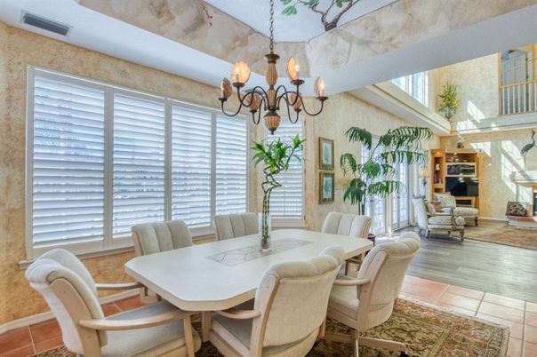 Chandelier, Dining room, Interior, Wood Texture Flooring
