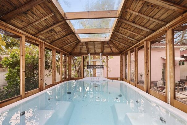 Glass Ceilings, Hot Tub, Interior, Pool, Sun Room, Wooden Ceilings