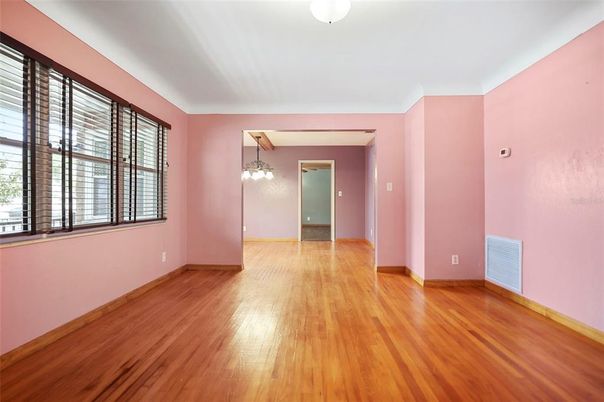 Empty room, Interior, Pendant Lights, Wood Texture Flooring