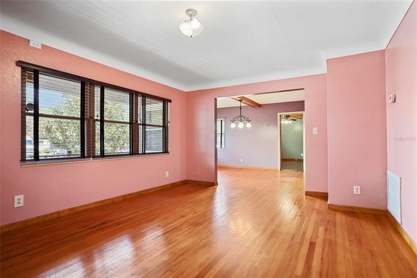 Empty room, Interior, Pendant Lights, Wood Texture Flooring