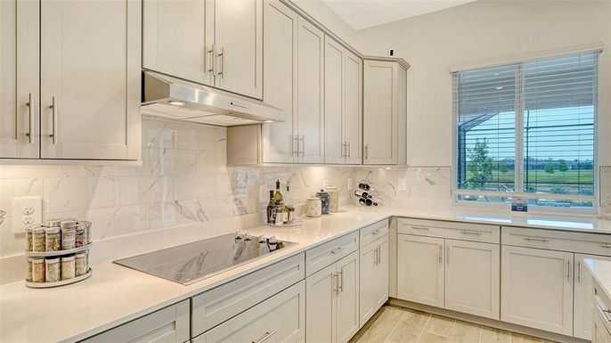Interior, Kitchen, Marble Walls, Wood Texture Flooring