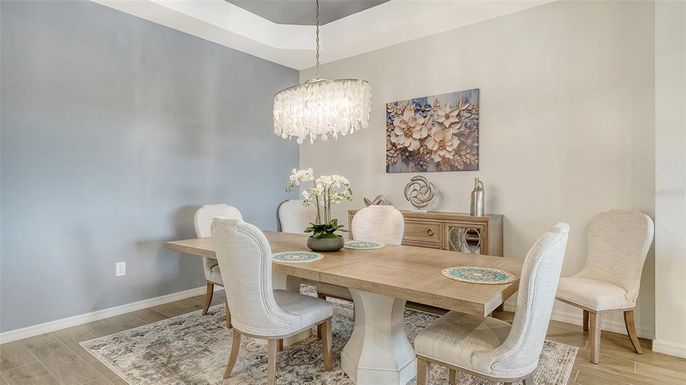 Chandelier, Dining room, Interior, Wood Texture Flooring
