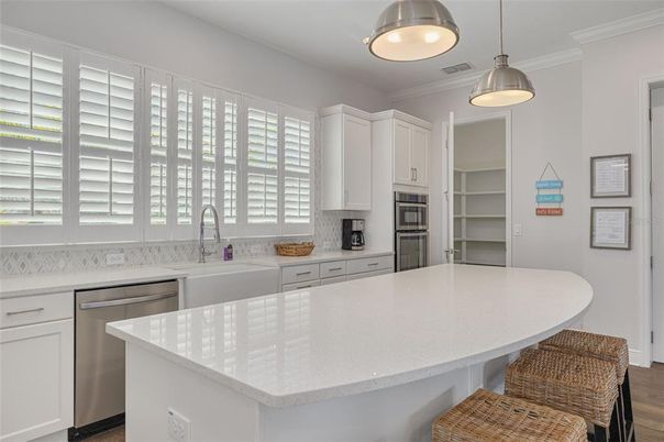 Interior, Kitchen, Pendant Lights, Stainless Steel Appliances, Wood Texture Flooring