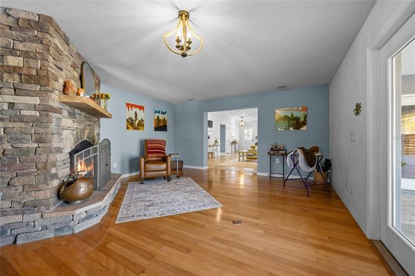 Fireplace, Interior, Stone Walls, Wood Texture Flooring