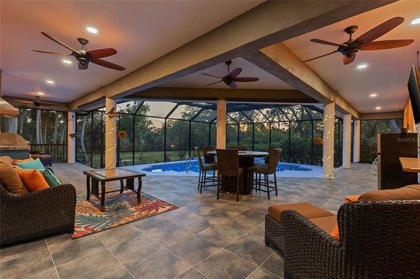 Dining room, Glass Ceilings, Interior, Living room, Pool, Recessed Lighting, Sun Room