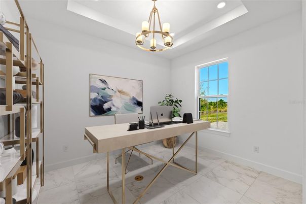 Home Office, Interior, Marble, Pendant Lights, Recessed Lighting