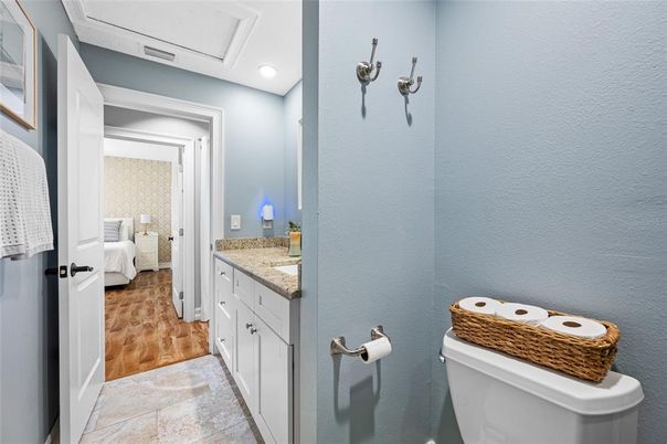 Bathroom, Bedroom, Interior, Recessed Lighting, Wood Texture Flooring
