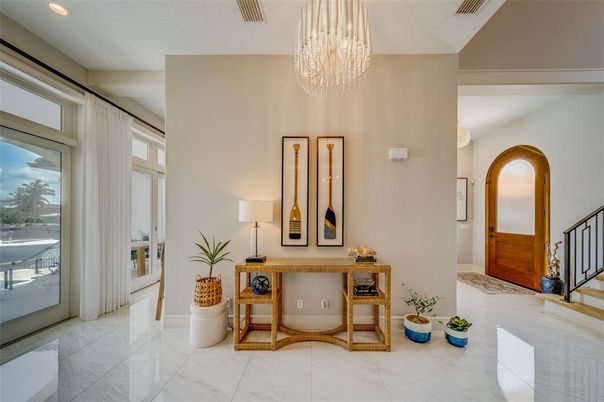 Chandelier, Interior, Marble, Recessed Lighting
