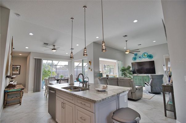 Dining room, Interior, Kitchen, Living room, Pendant Lights, Recessed Lighting
