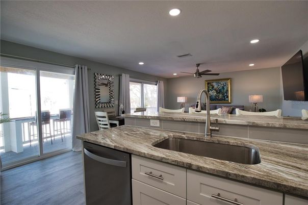 Interior, Kitchen, Recessed Lighting, Wood Texture Flooring