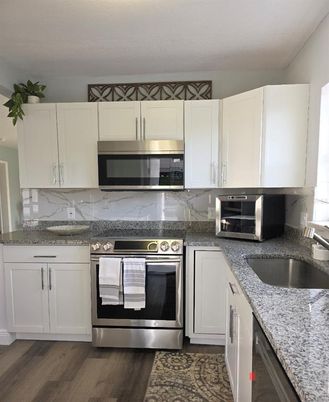 Interior, Kitchen, Stainless Steel Appliances, Wood Texture Flooring