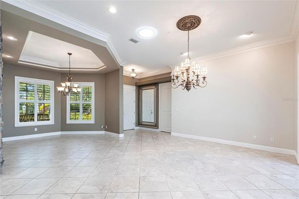 Chandelier, Empty room, Interior, Recessed Lighting