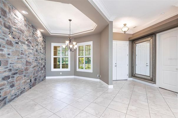 Chandelier, Empty room, Interior, Stone Walls